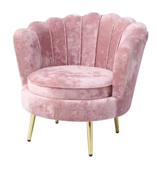 Korea elegant Queen Pink Velvet Lounge sofa dining chair With Gold Legs Comfort Cushion for Living Room