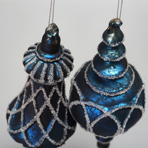 Темно-синий, оптовая продажа, Винтажные Украшения в форме конуса, рождественская елка, стеклянный шар, выдувной - Product Image 6