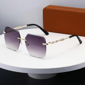 Lunettes de soleil pour femmes, sans monture, carrées, lunettes de soleil 2026, nouveau <span class=keywords><strong>dégradé</strong></span> brun, verres taillés, lunettes de soleil pour femmes, lunettes en alliage, marque de créateur - Product Image 5
