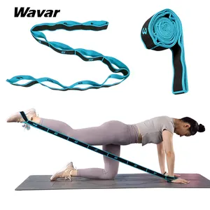 halfTrust High Elastic Digital Tension Stretch Resistance Band Exercise Belt Nylon Jacquard Flexible 9 Loops Yoga Stretch Strap