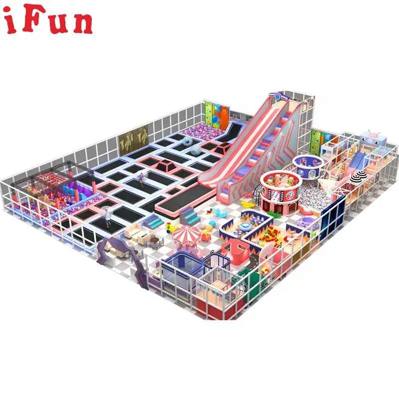 Terrain de jeu intérieur pour enfants le plus vendu terrain de jeu souple avec toboggan piscine à balles trampoline Kids Soft Play à vendre