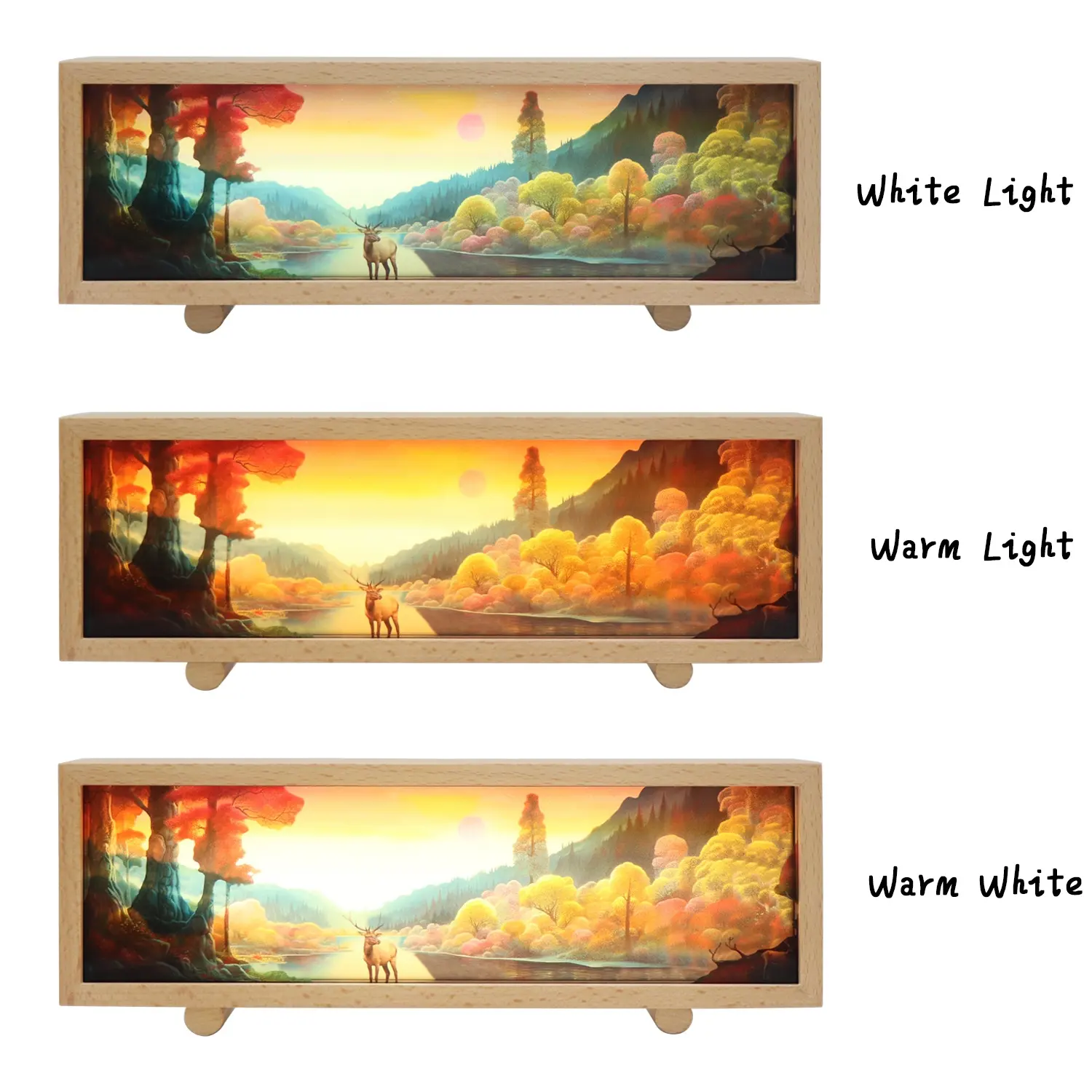 Rechargeable Battery Light Box Anime Wooden Night Lamp Decorative 3 Color Acrylic Light Box For Bedroom