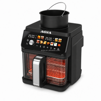 Friteuse à air multifonction 2-en-1 intelligente pour la maison, appareil électrique sans huile pour frites, four domestique en verre, pot à friture croustillante, micro-ondes