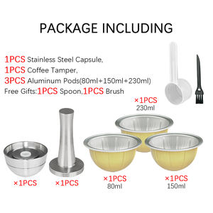 Juego al por mayor de cápsulas reutilizables de acero inoxidable, cápsulas vacías de aluminio recargables para café, el mejor material metálico - Product Image 3