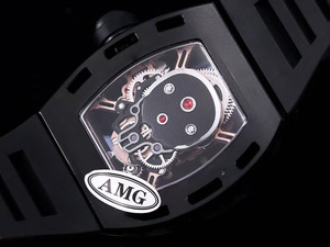Orologio Automatico Meccanico Sportivo da Uomo con Tourbillon Scheletrato in Ceramica Nera, Raro e Unico, Realizzato in Materiale 052 - Product Image 4
