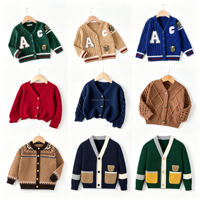 Jungen V-Ausschnitt Strickjacke Einreihig Kinder-Oberbekleidung für Frühling und Herbst, Pullover