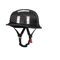 Casque demi-coque rétro en fibre de carbone - Casque de moto respirant et léger