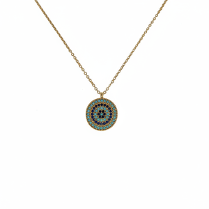 Collier à pendentif en métal doré design mauvais œil - Product Image 2