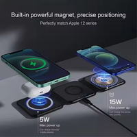 Chargeur Sans Fil Magnétique Pliable 3-en-1, Station de Recharge de Voyage pour iPhone, Adaptateur Secteur