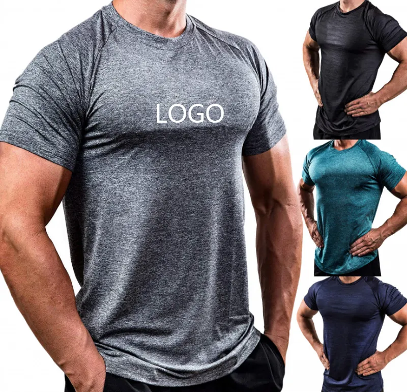 Logo personnalisé solide surdimensionné entraînement musculaire athlétique musculation Gym T-shirt polyester hommes séchage rapide Fitness T-shirt