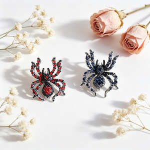 Broches personnalisées en alliage cristal en forme d'araignée, badges insectes multicolores en strass pour vêtements, vestes, ornement de mode - Product Image 2