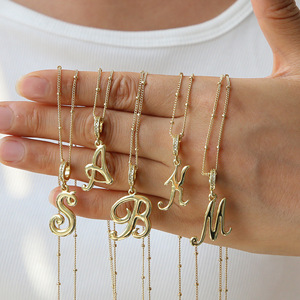 Nuevo Collar de Cadena de Bambú con Diamantes de Laboratorio Cristianos de Moda, Chapado en Oro de 18K, Cobre, Pulido, <span class=keywords><strong>Letra</strong></span> Cursiva, 26 - Product Image 4