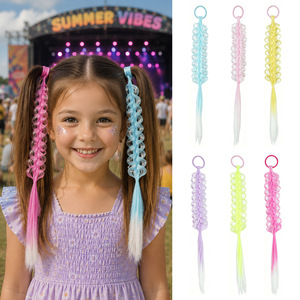 Gradient Fishbone <b>Braid</b> Wig Hair Tie Colorful Lacet <b>Braid</b> Elastic Hair Rope Girls Performance Party Dress Up - Product Image 1