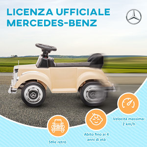 Coche Eléctrico para Niños HOMCOM de 18 a 48 Meses con Licencia Mercedes-Benz con Música, Beige - Product Image 4