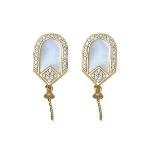Ensemble de clous d'oreille et collier en argent S925, accessoires de bijoux DIY avec pendentif en perle personnalisé, chaîne 1356 - Product Image 5