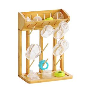 Support de rangement pour gobelets en bois pour biberons et sucettes, support de drainage pour gobelets et tasses à eau, porte-gobelet inversé - Product Image 1