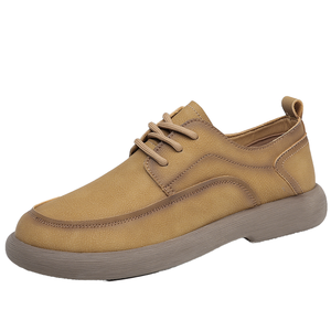 Nouvelles chaussures décontractées rétro pour hommes, mocassins d'affaires en cuir véritable, semelle épaisse, tendance de la mode, bout rond, doublure en PU, semelle extérieure en caoutchouc - Product Image 1