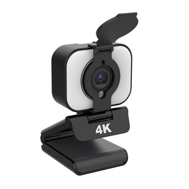 4K LED Ring Light Conference Webcam Built-in Mic Privacy Cover USB Interface CMOS Sensor Computer/Laptop Use-in Stock 30fps Auto