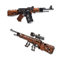 Mainan rakit Puzzle edukasi anak-anak, Set blok ABS Model senapan Sniper Kar98k untuk penggemar militer dan senjata api