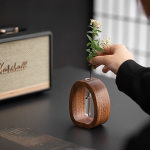 Walnut Wood Flower <b>Vase</b> Tabletop Hydroponic Creative <b>Small</b> Flower <b>Vase</b> Wholesale - Product Image 2