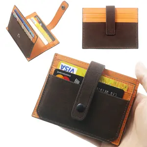 Premium Handmade Leather Cardholder Wallet ID Magsafe Genuine Leather Credit Card Holder Clip