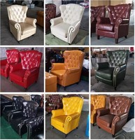 Fauteuil à une place en cuir capitonné de style campagnard américain, en bois massif, fabriqué sur mesure pour les hôtels, les clubs, les villas
