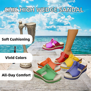 QLFashion Fish Mouth Thick Bottom Wedge Slippers <b>Womens</b> Fashion Muffin-word Sops 2025 New Spring Cushioning Ultra-high Heel - Product Image 2