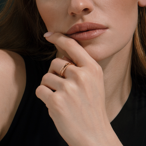 El mejor conjunto de alta calidad, anillo elegante ligero, anillo geométrico de oro blanco rosa sólido de 14K del fabricante - Product Image 3