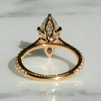 Cincin Pertunangan Berlian Buatan Laboratorium Bersertifikat IGI VVS untuk Wanita, Cincin Berlian Buatan Laboratorium Bentuk Marquise Custom, Berlapis Emas 18K