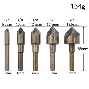 High Speed Steel Round Shank Chamfering Tool 5 Pc Set For Steel Woodworking Hole Opening Reamer Bright Finish - Product Image 4