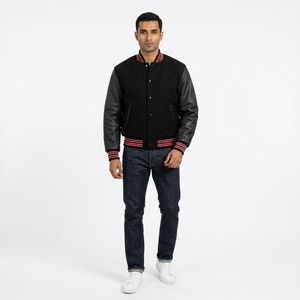 Veste universitaire de baseball pour hommes, sur mesure, fabrication OEM, logo personnalisé, grandes tailles, prix abordable, style Letterman. - Product Image 1