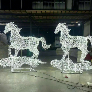 ไฟประดับรูปม้าคริสต์มาส LED 3 มิติ สำหรับตกแต่งภายนอกอาคาร กันน้ำ IP65 โครงเหล็กสั่งทำได้ เหมาะสำหรับตกแต่งถนนในช่วงเทศกาล - Product Image 1