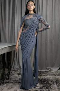 Conjunto de Sari de Satén Premium para Mujer, Blusa Verde, Tela de Secado Rápido, Corte Regular, Atuendo Étnico para Fiestas y Celebraciones - Product Image 2