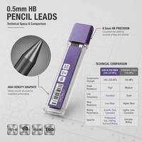 Lápiz Mecánico Profesional HB Negro de 0.5 mm, Alta Resistencia a la Flexión, Recambios de Grafito Resistentes a Roturas, Certificado ISO REACH EN71-3