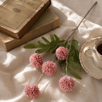Fleurs artificielles en soie, chrysanthème boule à 5 têtes, tige unique, pour décoration de mariage et de maison, design boule d'oignon, vente en gros