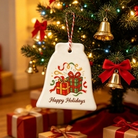 Pendentif sonore brillant personnalisé avec impression photo par sublimation pour la commémoration, ornements de Noël en céramique