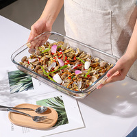 Plat de Cuisson en Verre Transparent pour Four, Plat à Gratin Oblong, Moule à Four Rectangulaire, Ustensile de Cuisson en Verre