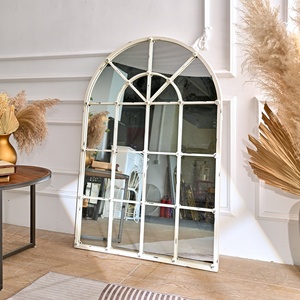 Miroirs muraux rustiques de grande taille, vintage, écologiques, épaisseur 5,0 mm, cadre en fer arqué blanc, décoration intérieure - Product Image 1