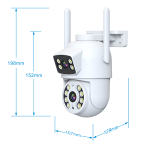 Ống kính kép PTZ <span class=keywords><strong>camera</strong></span> an ninh ngoài trời 360 ° theo dõi hình người 2K lưu trữ đám mây & IP66 thời tiết với âm thanh hai chiều - Product Image 4