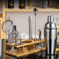 Kit d'accessoires de bar en acier inoxydable, ensemble d'équipement pour cocktails, ensemble de shaker à cocktails, mélangeur de boissons, ensemble cadeau pour cocktails