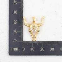 Liontin Perhiasan Tengkorak Sapi Unik, Aksesoris Perhiasan Tembaga Berlapis Emas 18k dengan Zirkon, Liontin Kalung Tulang Sapi, Perhiasan Kepala Sapi DIY