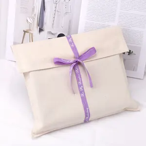 Enveloppe en toile imprimée avec logo personnalisé sac à poussière d'emballage de vêtements de bébé sac de pochette d'oreiller à rabat en coton naturel