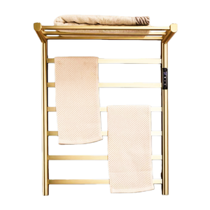 Radiateur de salle de bain moderne de luxe CN, pliable, rectangulaire, avec minuterie, mural, en acier inoxydable, <span class=keywords><strong>chauffe</strong></span>-serviettes chauffant, support doré - Product Image 2