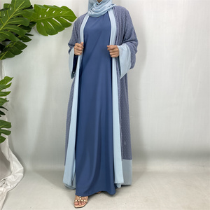 Super grande sconto prezzo $9.9 Chiffon Open Abaya con Hijab di alta qualità due pezzi Muslim Abaya fabbrica di moda all'ingrosso 1937 # - Product Image 2