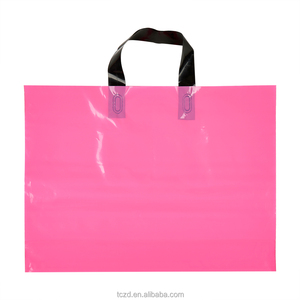 Trade Show Soft Loop Handle Plastic Tote Bag LDPE Custom Logo Promo Gift Bag for Retail Clothing Shoes Merchandise Packaging