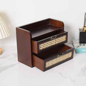 Japanese Retro Style Desktop <b>Storage</b> <b>Box</b> With Solid Wood <b>Drawers</b> For Jewelry Cosmetics And Miscellaneous Items Home Use - Product Image 3