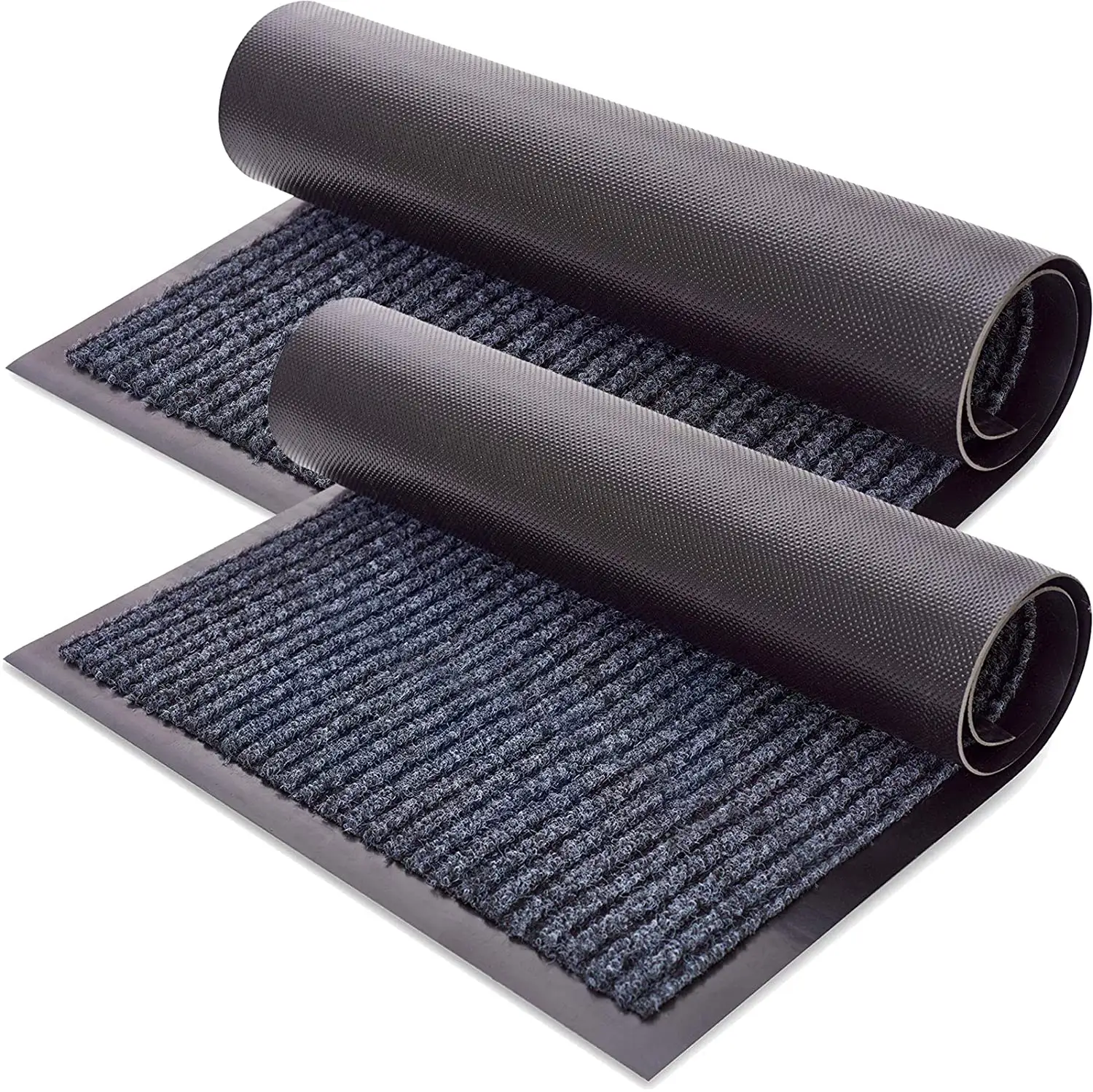 Double tapis côtelé rayé pour l'entrée, tapis de sol extérieur en Pvc antidérapant, anti-poussière, tapis de porte en Polyester propre