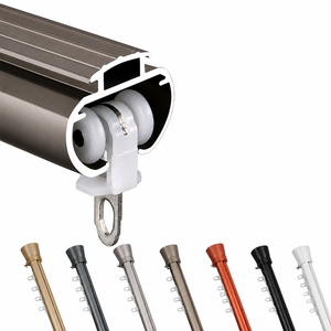 Rail de rideau double mural, tringle à rideau romaine, rail en aluminium robuste et silencieux, rail de rideau coulissant - Product Image 6