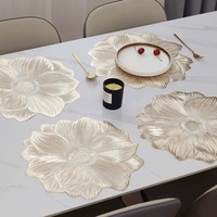 Napperons 3D PVC Pivoine Nordique, Isolation Thermique, pour Hôtels, Restaurants, Usage Domestique, Résistants à la Chaleur, Vaisselle Imperméable