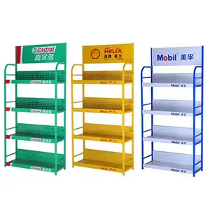 Customized Retail Store Display Stand Motor Engine Oil Rack Iron Lubricating Oil Metal Art Display Racks